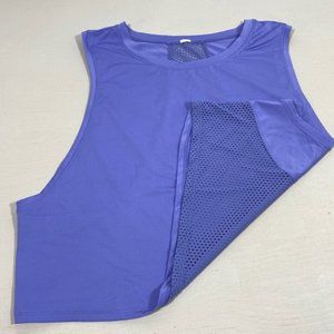 Sleeveless purple sports top with mesh back?